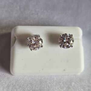 Moissanite 3 Carat Silver Stud Earrings